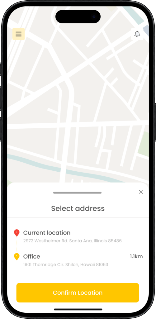 Choose location app screen