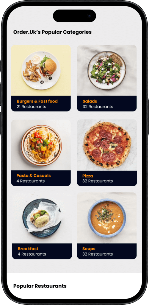 Doordash clone food category screen