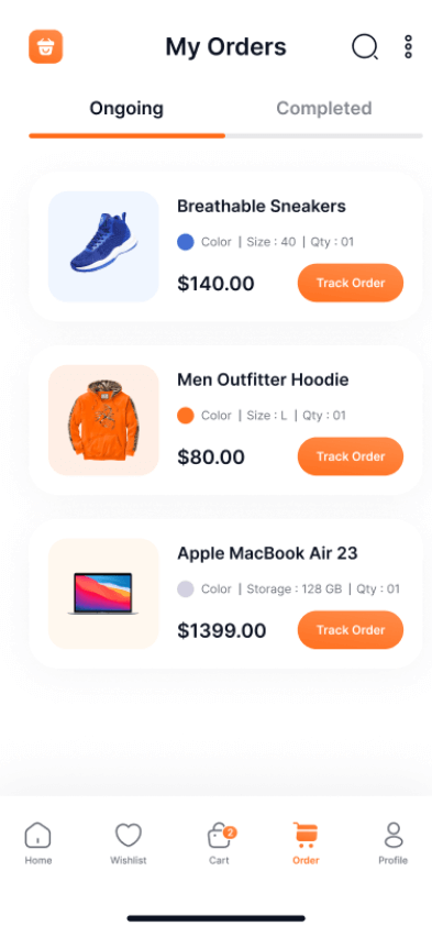 Ebay clone my orders screen
