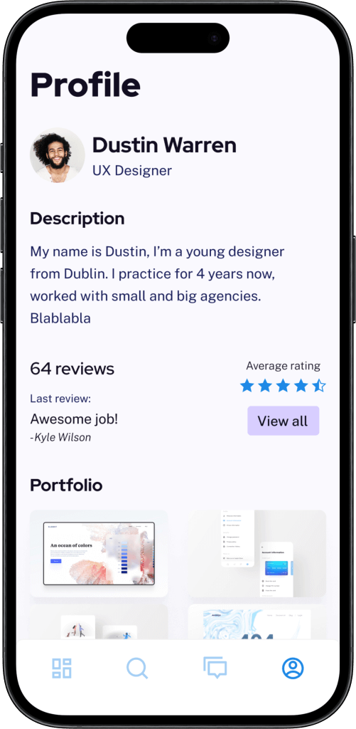 Freelancer Clone Profile Screen