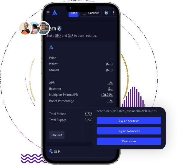 GMX clone in-app wallet screeen