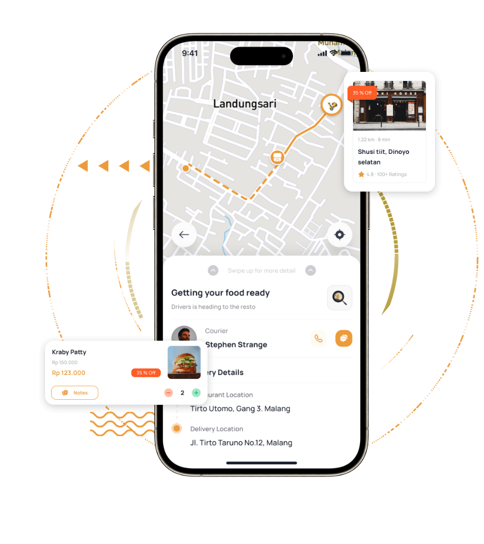 GrubHub Clone Restaurant and Delivery Driver App Features