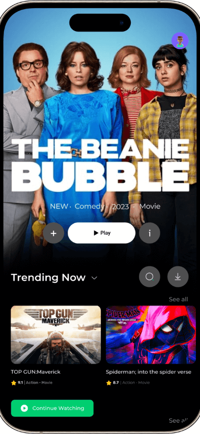Hulu Clone home screen
