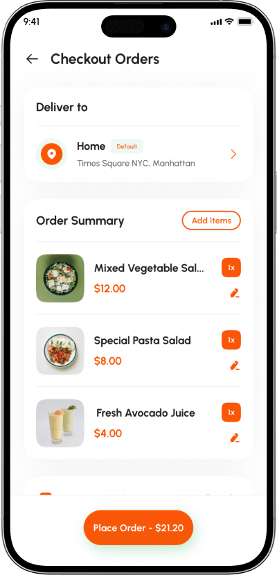 Swiggy clone order checkout screen