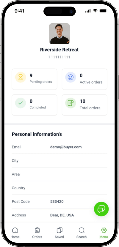 Taskrabbit clone user profile screen