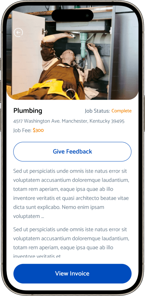 Thumbtack Clone service lisitng screen