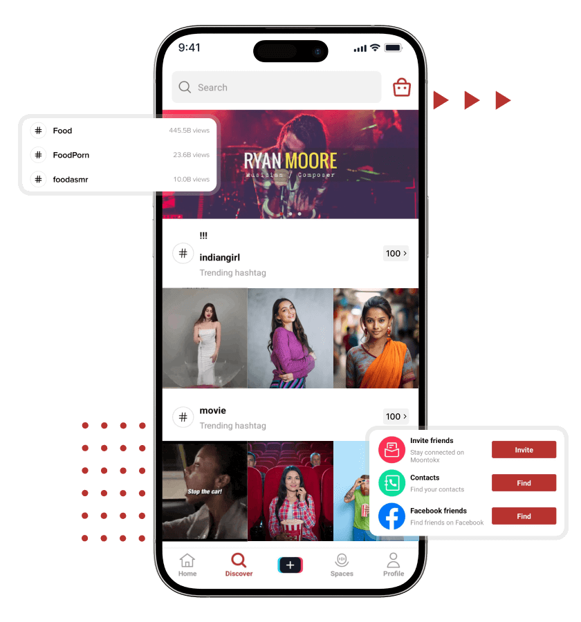 TikTok clone trends and hashtag feature