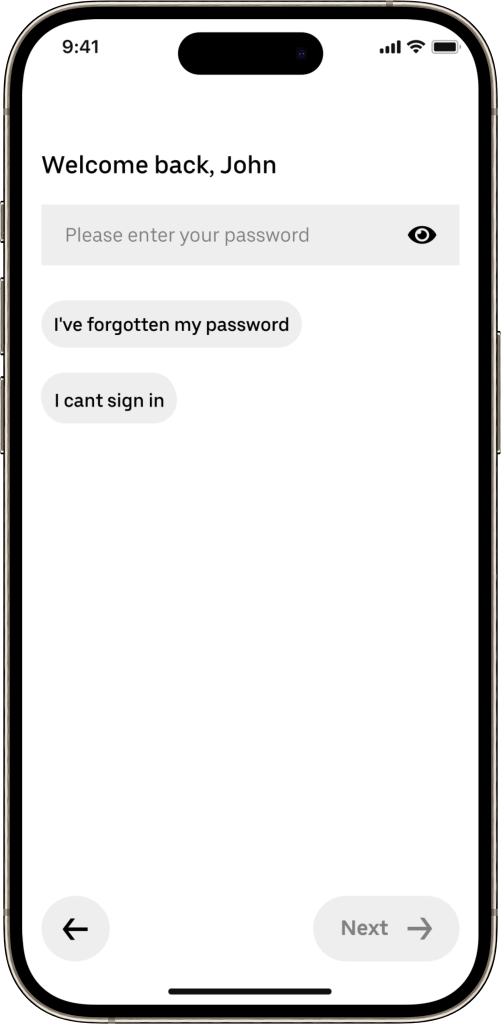 Ubereats clone forgot password screen